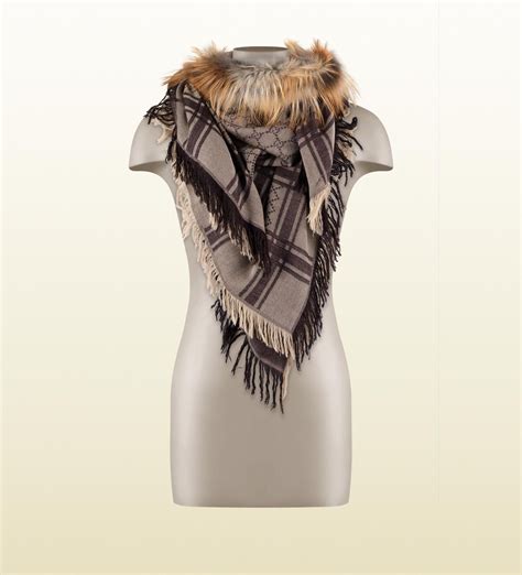 gucci head scarf dupe|Gucci scarf with fur trim.